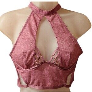 Victoria's Secret Unlined Plunge Purple Strappy Bralette Medium